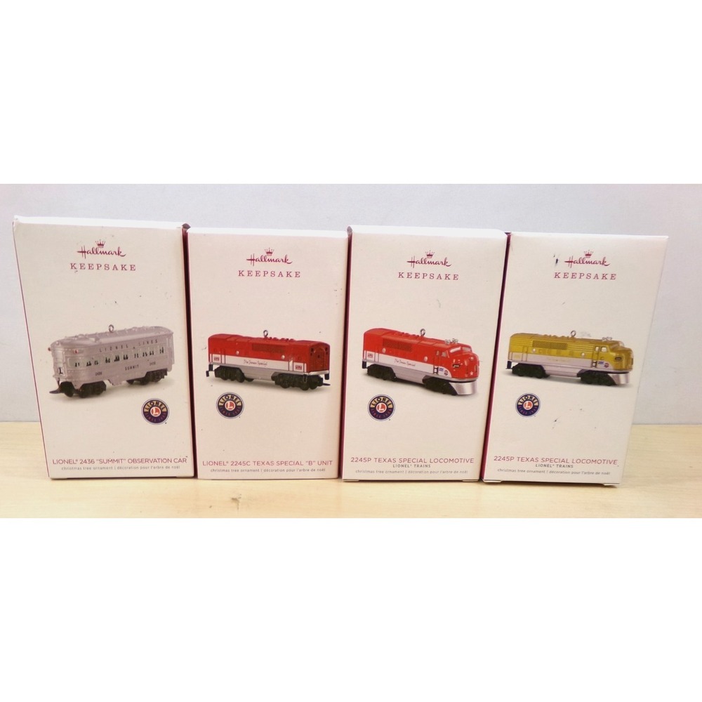 Hallmark Keepsake 2018 Die Cast Lionel Trian Christmas Tree Ornaments‎ Lot of 4